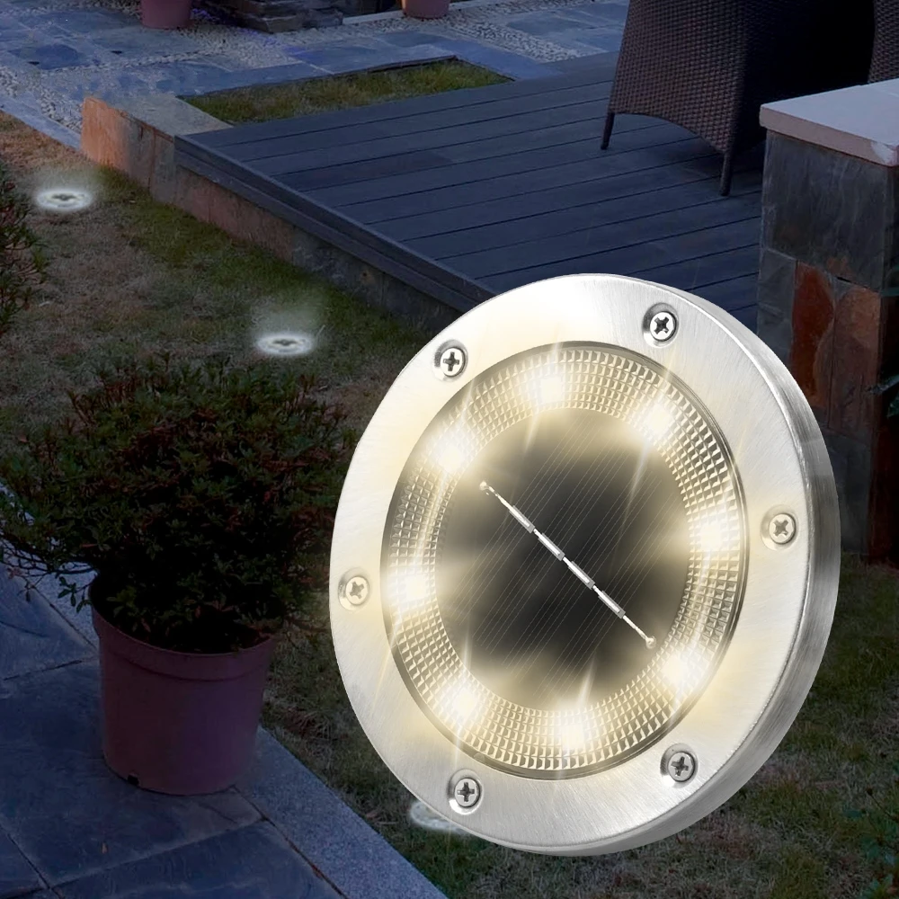 Lawn Patio Pathway Yard Deck 8 Led Solar Garden Lights Outdoor Lights Waterproof In-Ground Outdoor Landscape Lighting
