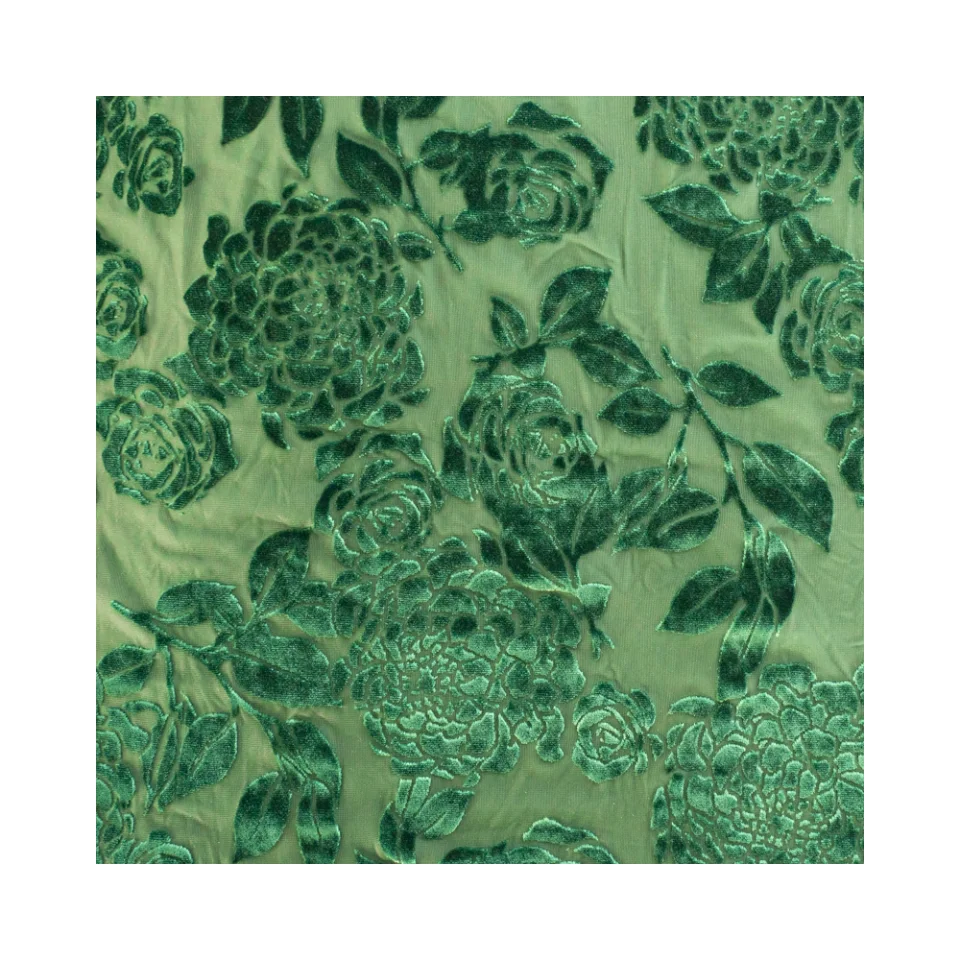 Custom made floral print velour burnout velvet embroidery dress fabric