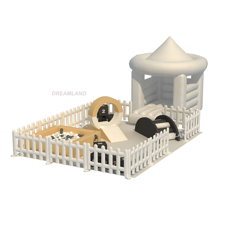 Kids Colorful Indoor Square White Balls Round Bounce House Party Velvet Baby Soft Play Ball Pit