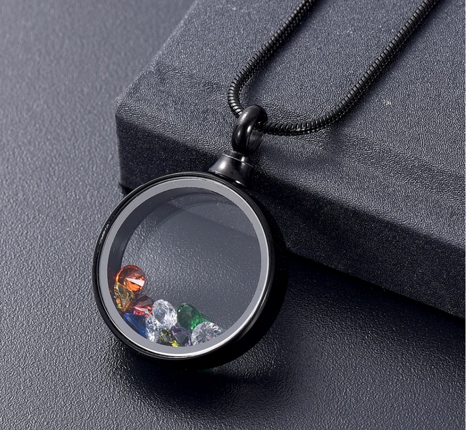 Cremation Jewelry For Ashes Glass Inside Colorful Birthstone Memorial Pendant Necklace Best Keepsake Gift Jewellery For Women