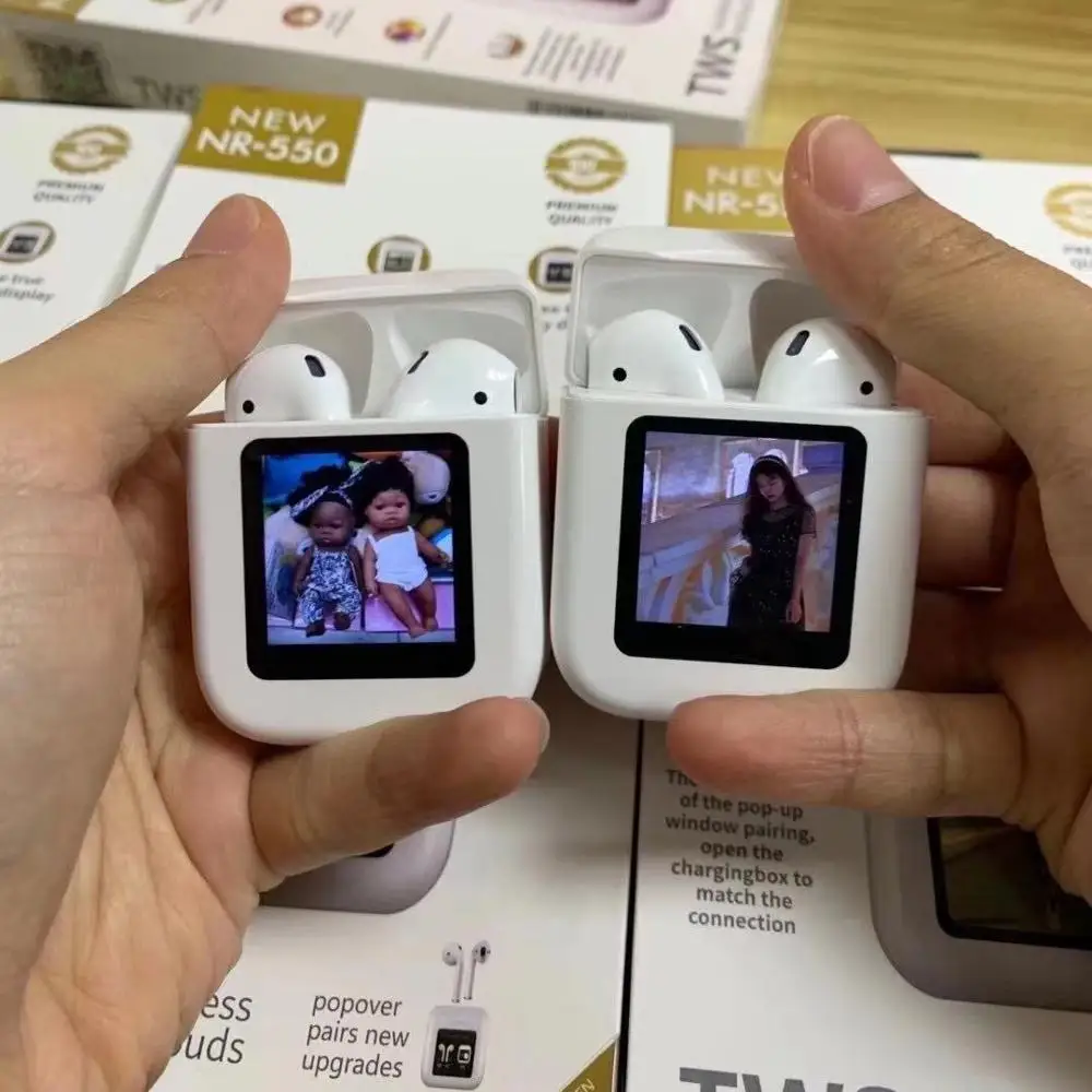 Fingerprint Touch NR-550 LCD design mini Sport True wireless headphone BT 5.1 HiFi sound earphones earbuds TWS NR550