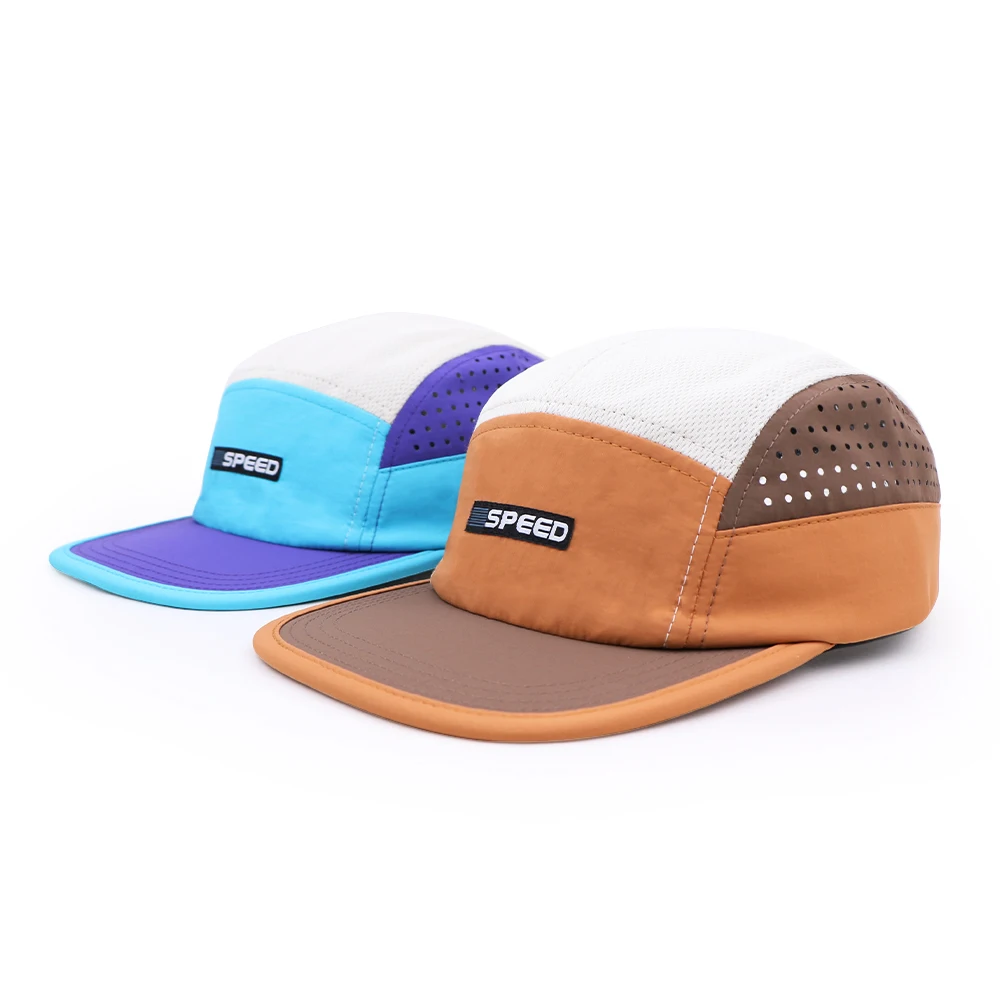 Qianzun trail camping hiking mountaineering nylon 5 panel lightweight running cap running hats with custom logo