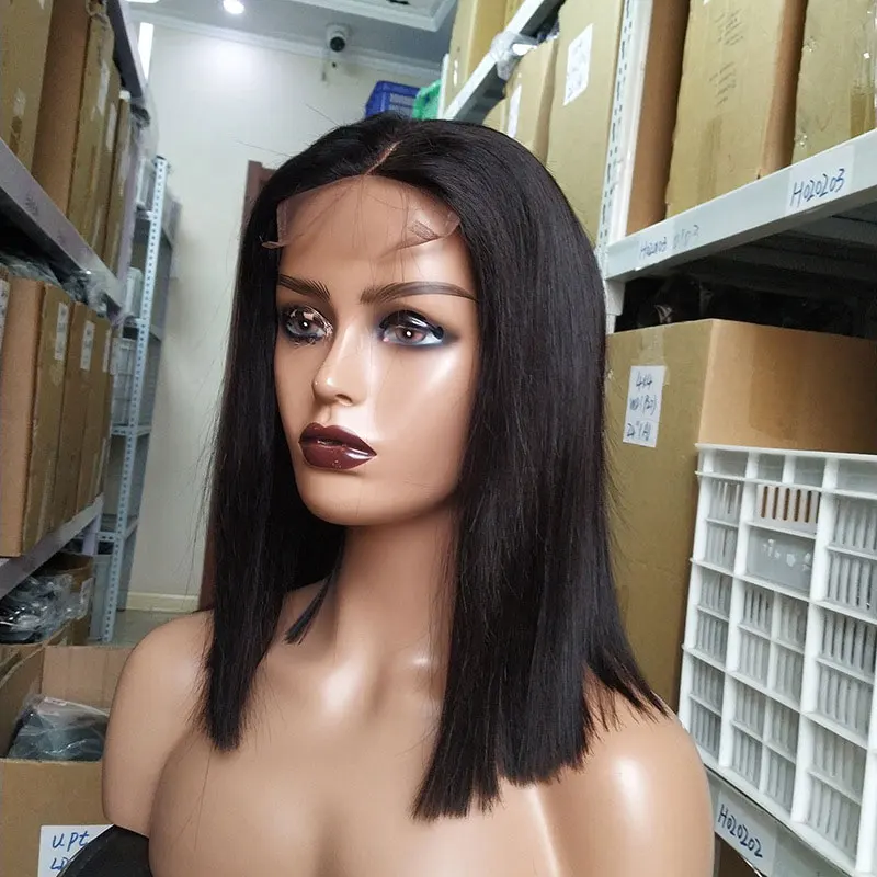 Hot Selling 4x4 water wave short bob 10 inch natural raw brazilian vietnam 100% human hair wig with baby hair