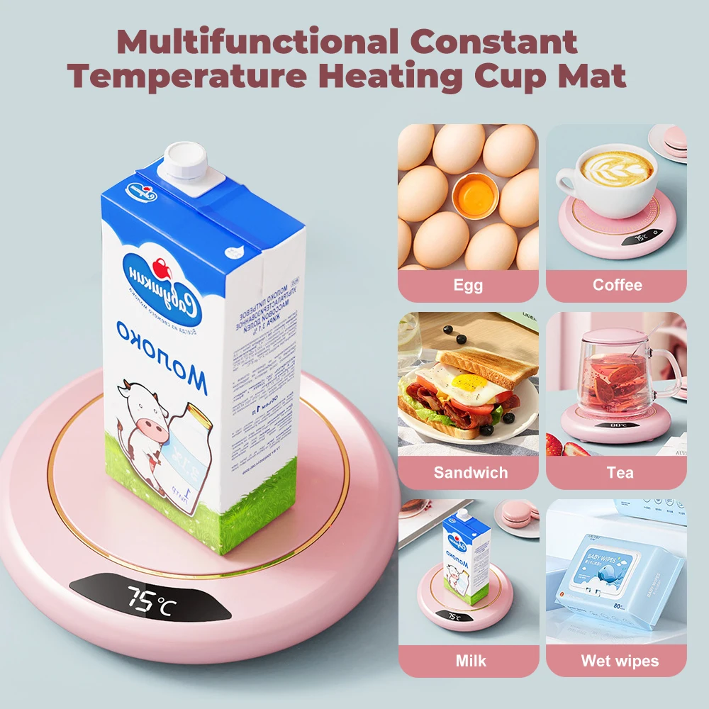 USB Adjustment Temperature Mark Cup Warmer Heating Milk Coffee Mug Mat Smart Electric Heated Coaster