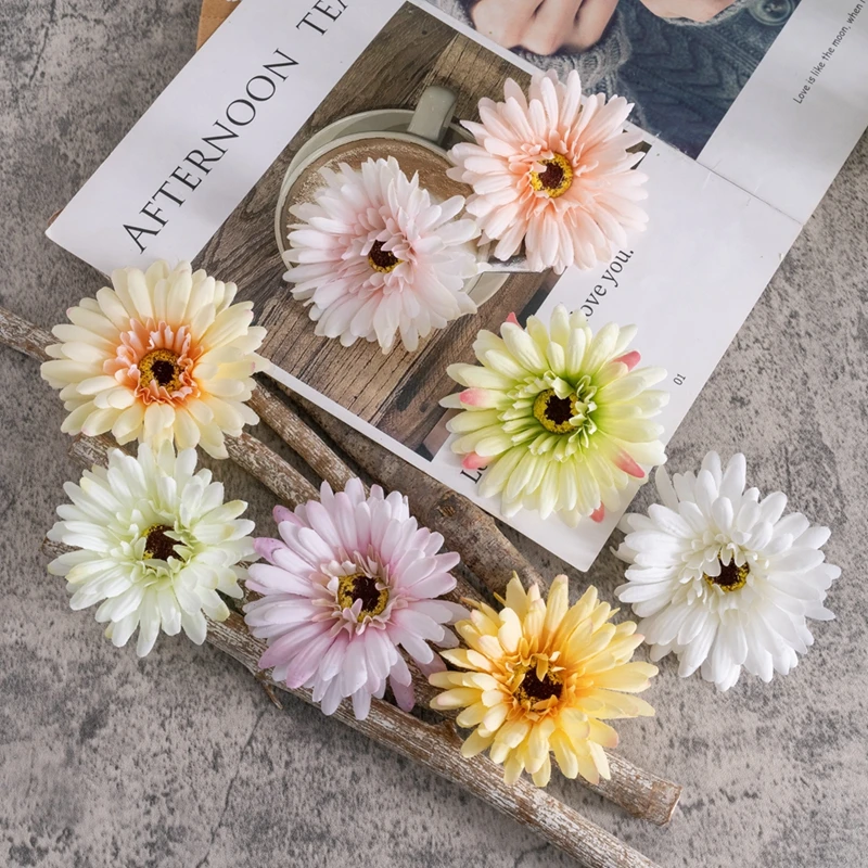 DY1-3338 высокое качество Flor De Lis из искусственного шелка с цветочным рисунком: Гербера Дейзи головка для рождественские украшения