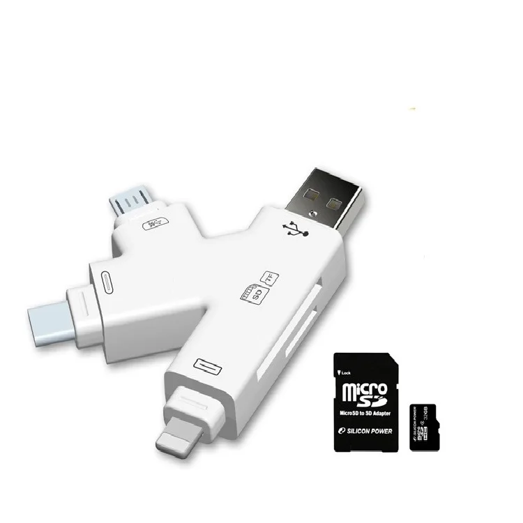 
4 in 1 OTG Flash Drive USB Micro SD&TF Card Reader Adapter for iPhone XS max/ XS /X/7 8 PLUS for iPad Touch MAC PC 