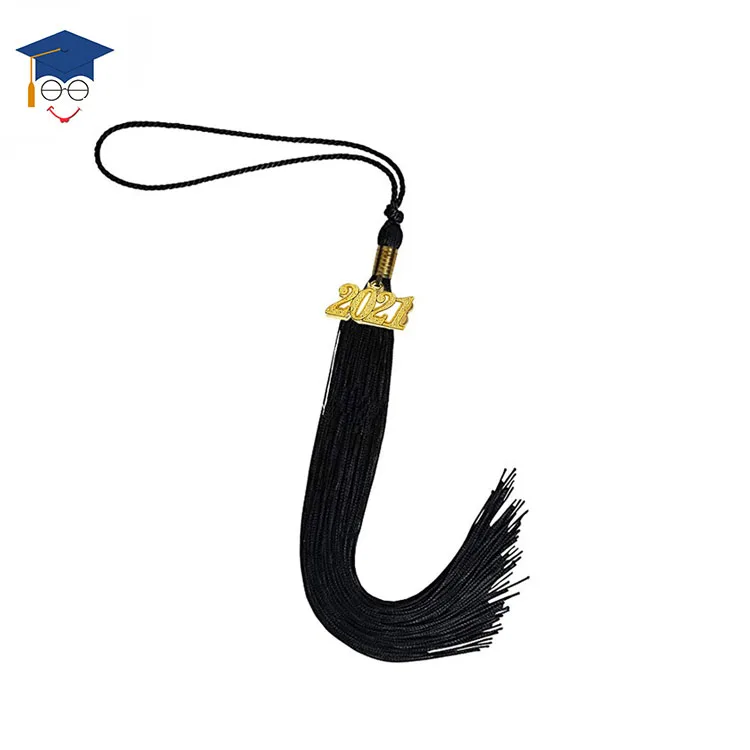 2021Graduation Tassels Graduation Cap Tassels with 2021 Year Gold Date Charms for 2021 Graduation Party Activities (Black)