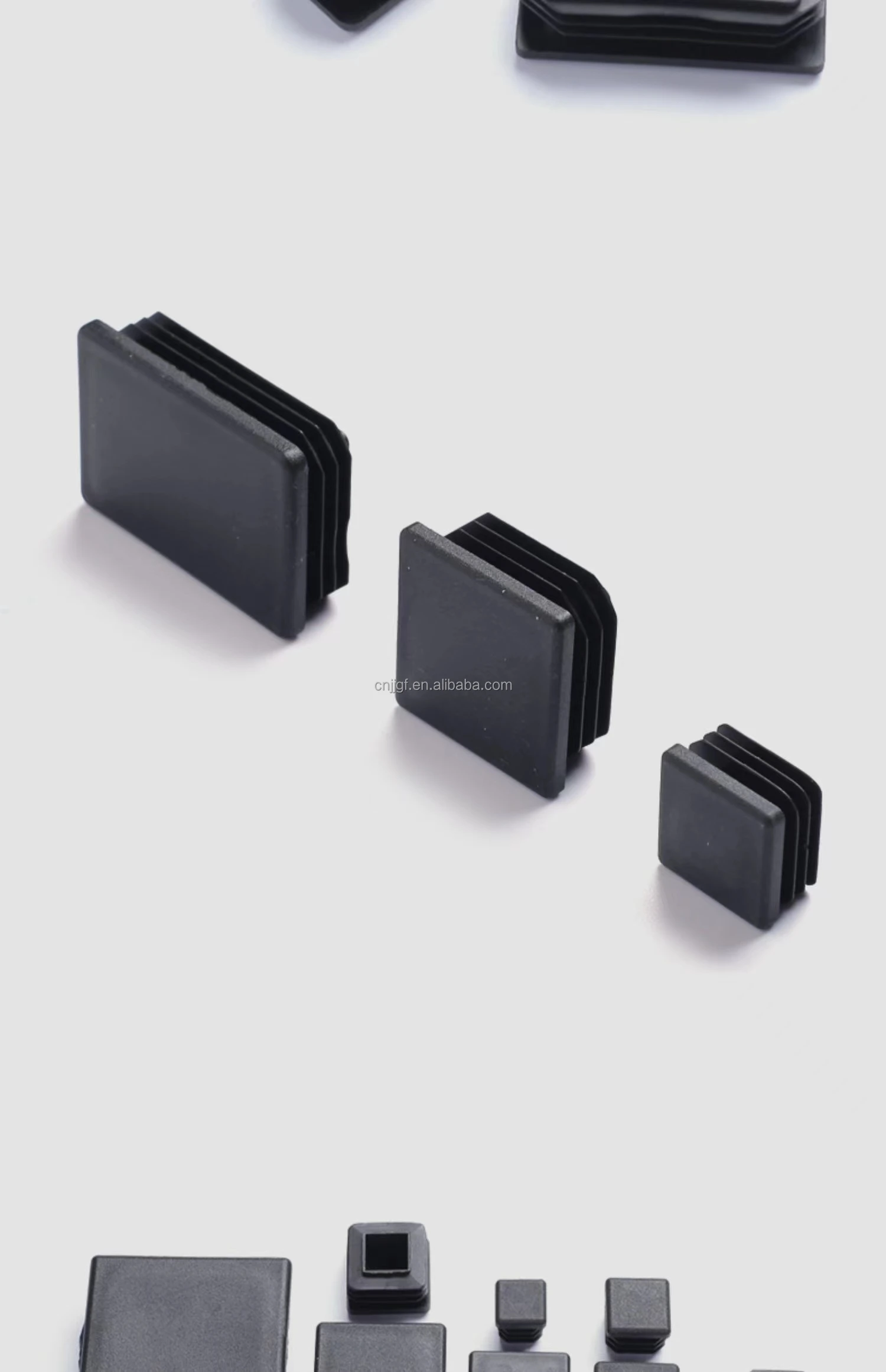 Factory Supply Plastic molding profile end plugs, square tubing pipes caps, plastic end caps for steel tube