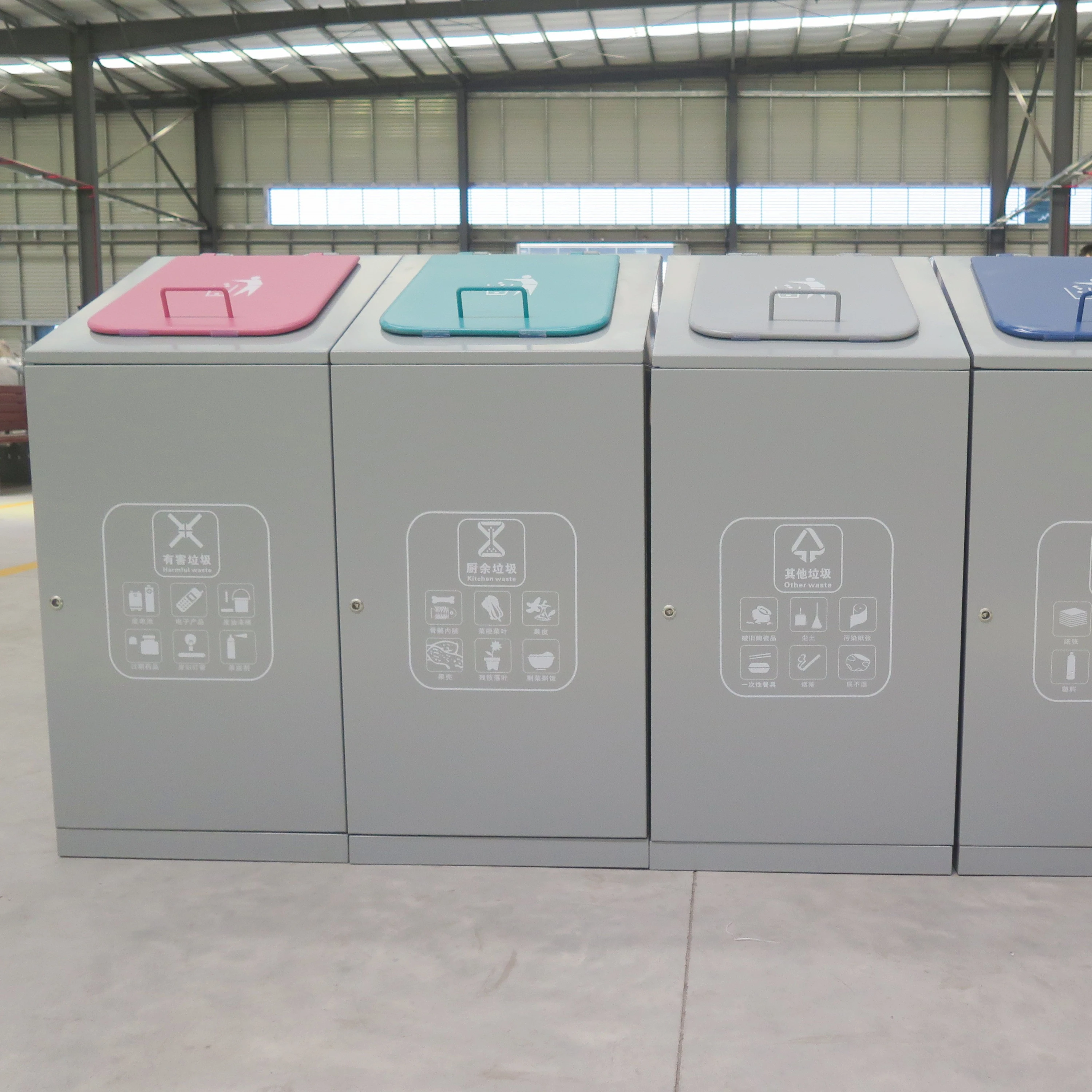 Foot Pedal Garbage Container Outdoor Factory Custom Street Waste Bin Sorting Bin Trash Can