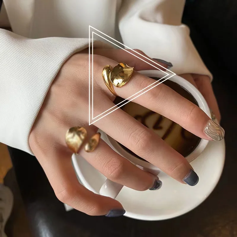 Rings Matching Zircon Brass Retro Cold Wind Simple Europe and The United States Geometric Opening All 12 18K Gold Plated Hiphop