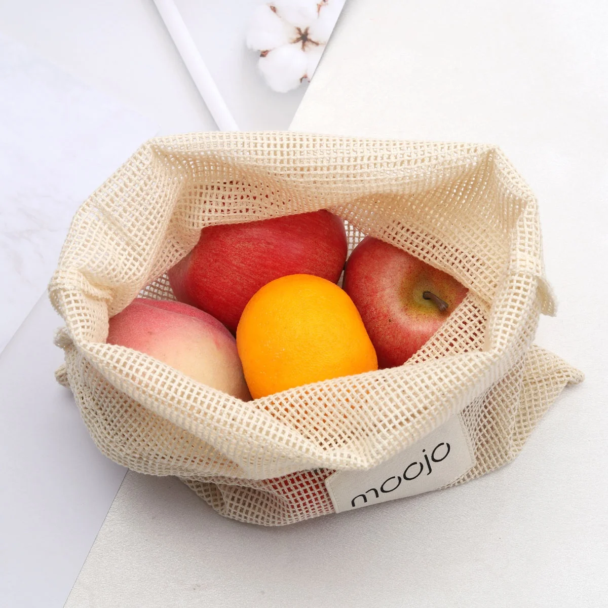 OEM Eco-Friendly Cotton Product Bag Drawstring Fruit Vegetable Packaging Custom Logo Printed Cotton Mesh Bag
