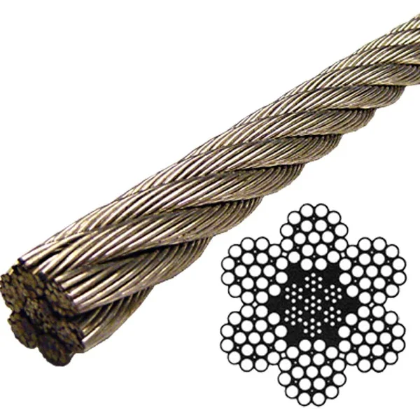 Forestry Rope DIN Rope Wire Winch Steel Rope 6x19 FC Galvanised Steel Cutting Galvanized Wire High Tensile Strength 6 X 19 TYNE