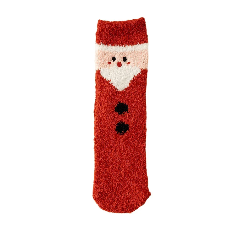 Xinanghui  Custom Logo 2022 Christmas Cozy Cabin Soft Coral Fleece Floor Socks Warm Fluffy Winter Sleep Fuzzy Socks For Women