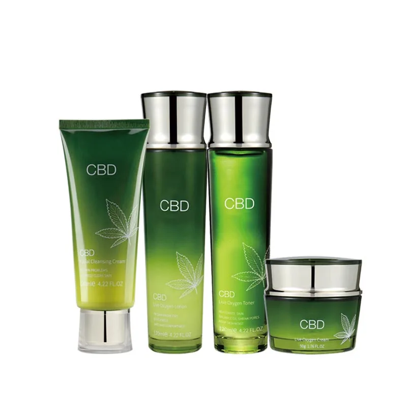 
OEM Manufacturer Soothing Hydrating CBD Beauty Skin care Face Whitening Skin Care Set Face Cream Toner Cleanser for Dry Skin 