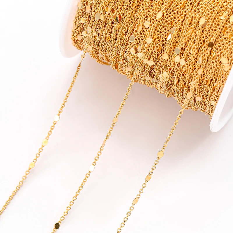1 metres/strip KC gold/Rhodium Plated Spacer disc copper Chain for Jewelry Making DIY Necklace Chains Foot chain accessories Y8