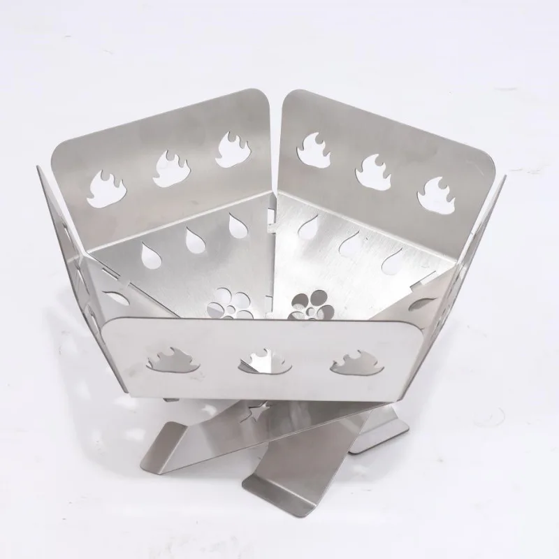 folding camping bonfire frame stainless steel mesh burning fire outdoor picnic charcoal fire beacon tower