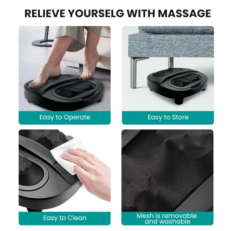 OEM foot spa bath massager with heat pedicure products shiatsu slipper pad machine ems electric feet foot massager