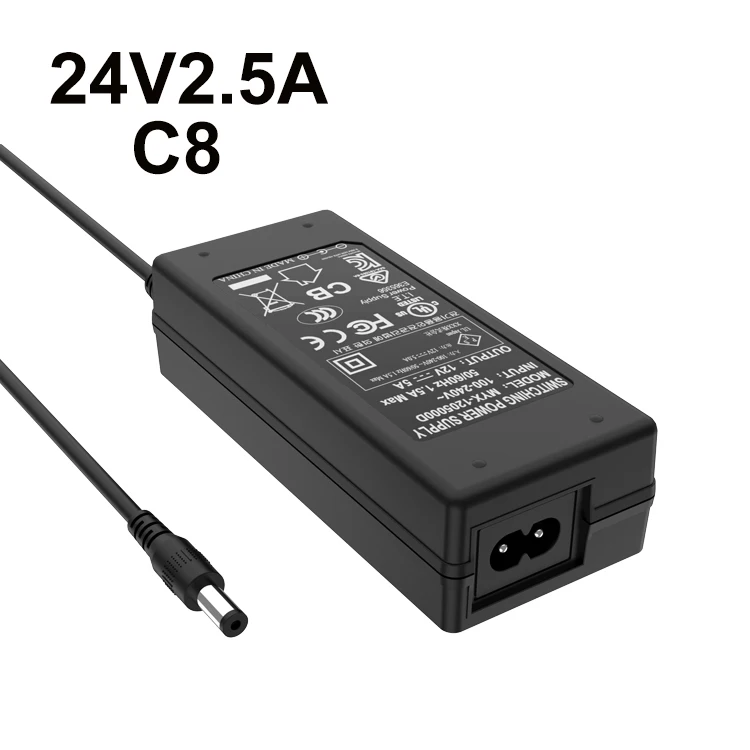 12V5A 24V2.5A power supply for cctv camera and router  ac dc 60w desktop power adapter