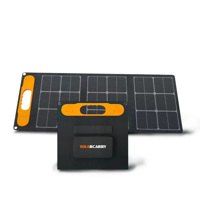 60W Portable Folding Sunpower Solar Charger Foldable Solar Panel with 2 USB Outputs for 18v Power Station