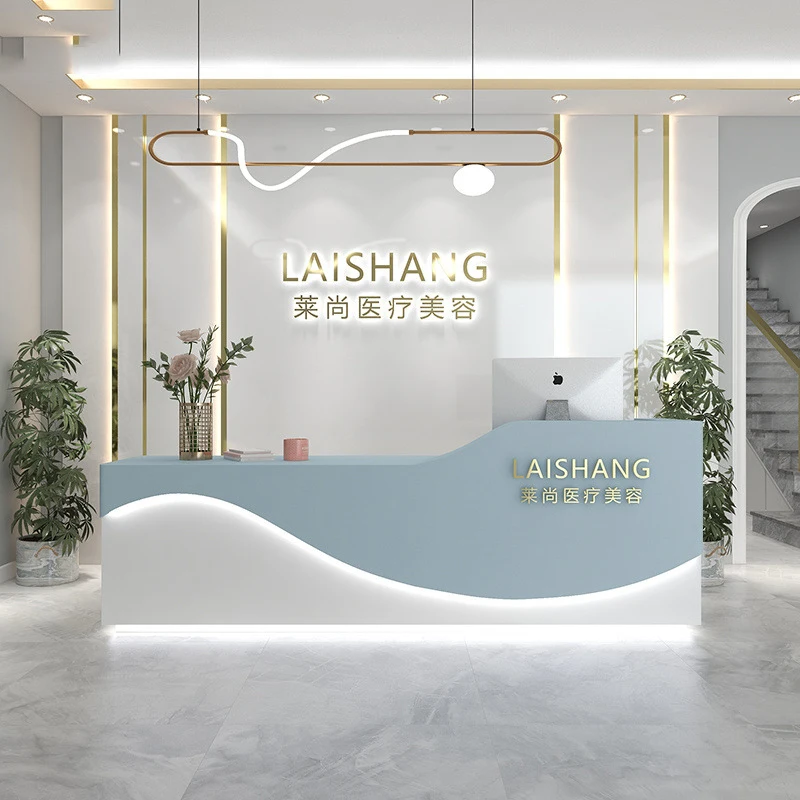 Luxury Beauty salon reception desk modern artificial marble reception desk office hotel lobby front counter
