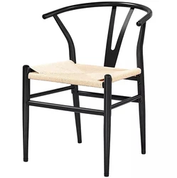 Hot Sale Home Restaurant Kitchen Furniture Hans Wegner Danish Solid Wood Y Dining Chair Wishbone Chair with fabric woven seat