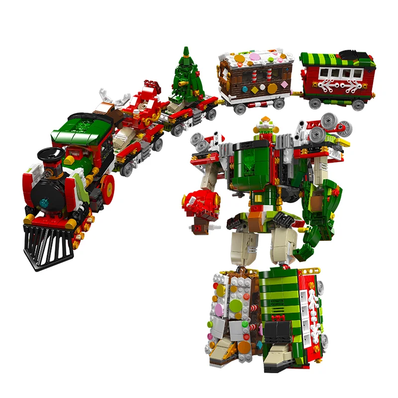MOULD KING 12028 Transfer Xmas Train Building Blocks Static Robot Bricks Toys For Kids Birthday Gifts