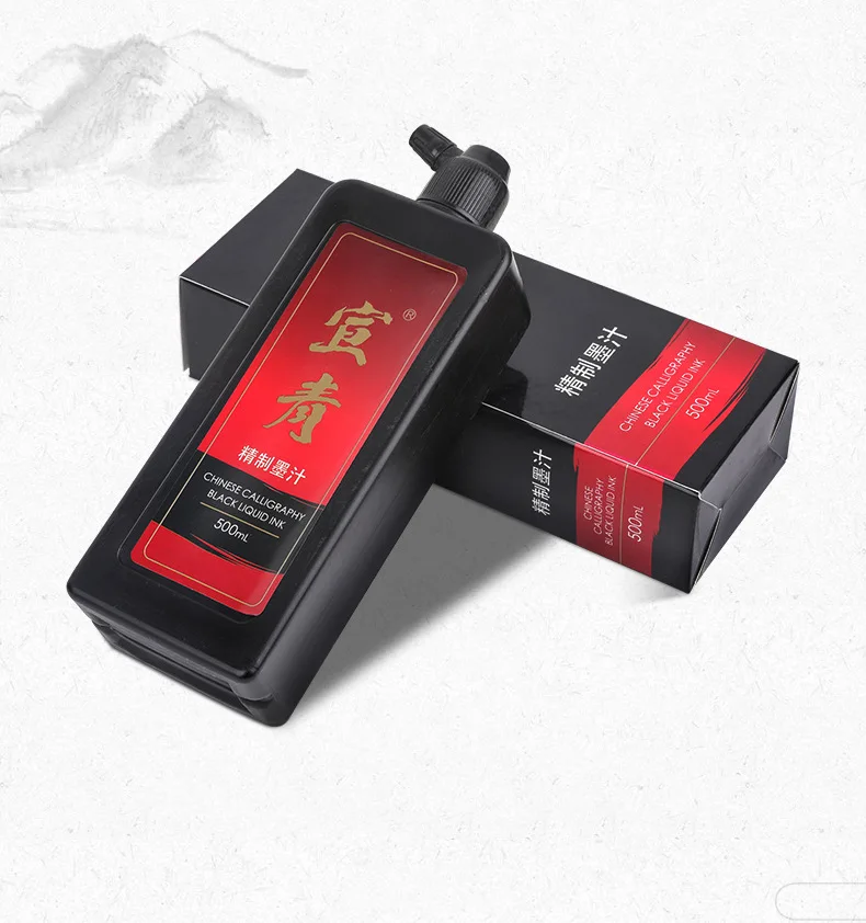 Artecho Chinese calligraphy black ink,500ml/3.38oz high volume liquid ink traditional sumi ink art craft gifts