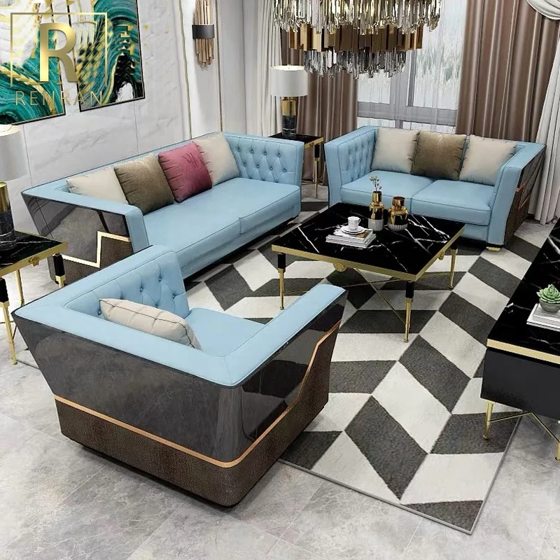 hot sale middle east living room set furniture luxury sofa set dubai leather sofa furniture