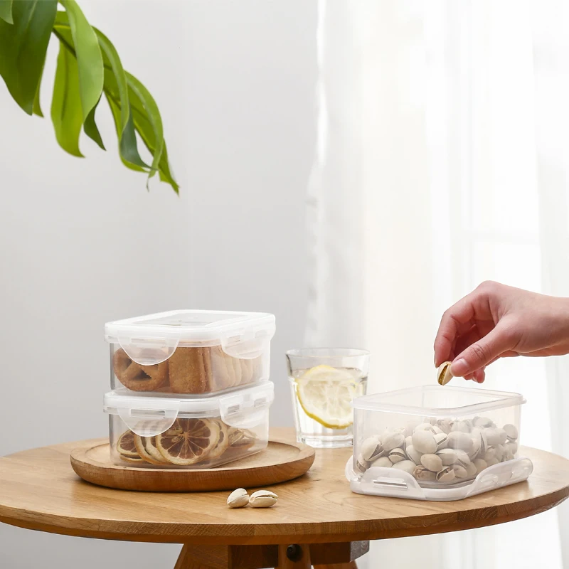 food grade material BPA free 1.6L rectanlge flat  PP airtight square shape storage box food container for kitchen