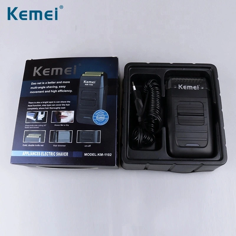 Оптовая продажа мужская электробритва Kemei электрическая KM-1102 отличная Бритва для парикмахера Аккумуляторная Мужская бритвенная