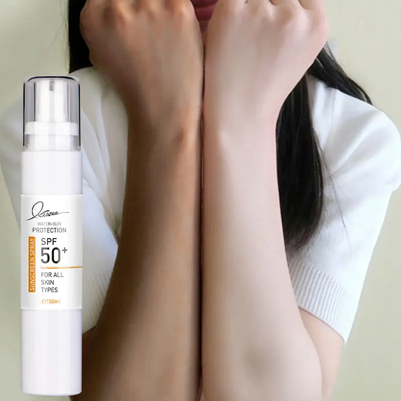 OEM/ODM Vegan Organic UVA/UVB Sunblock Hydration Whitening Waterproof SPF50+ Zinc Sunscreen Spray