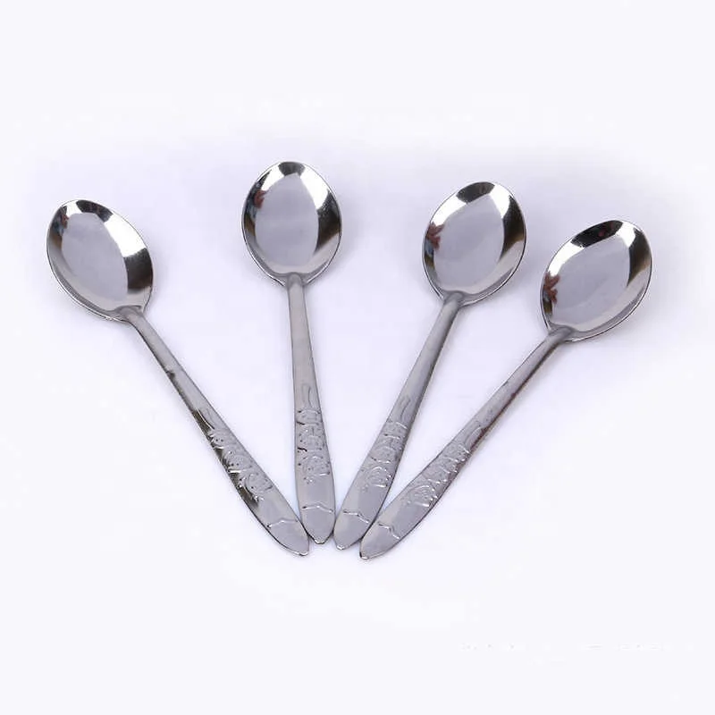4 Pack Stainless Steel Spoon Household Children Thickened Round Spoon Soup Tablespoon Cutlery 4 Rose Gold Spoon