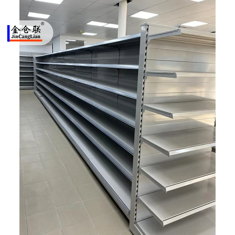 Metallic Gondola Shelving Grocery Shelves Store Retail Racks Metal Supermarket Shelf Display Stand Wall Mini Racks