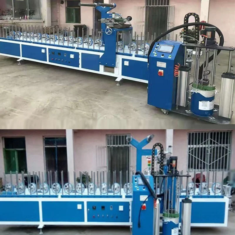 PUR Hot Melt Glue PVC and Veneer Laminating Profile Wrapping Machine
