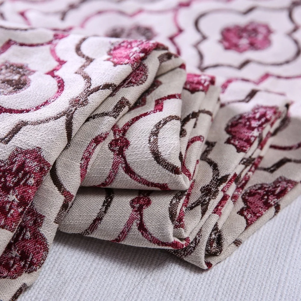 Cotton Polyester Jacquard Plaid Tapestry Woven Fabric For Hotel Curtain Textile Fabric