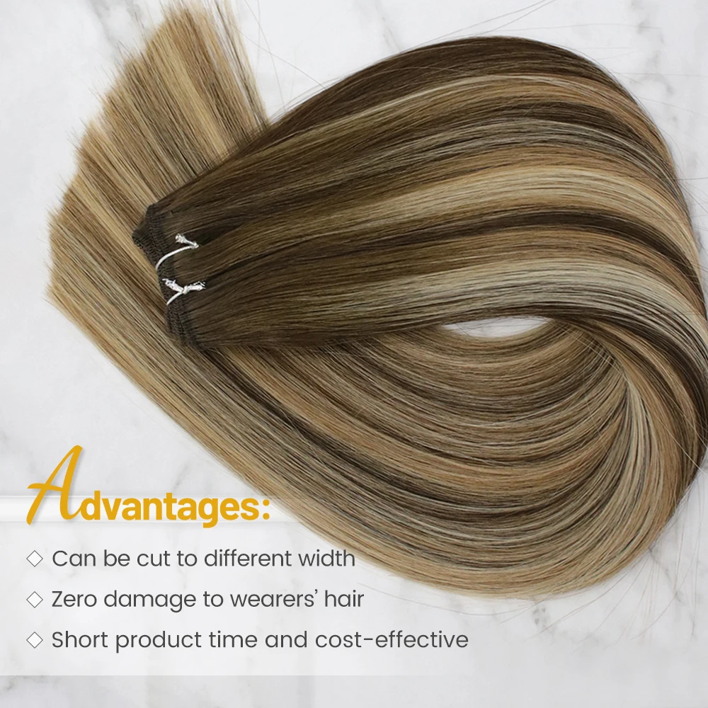 Top Quality Cuticle Intact 100% Virgin Remy Human Hair Double Drawn Machine Weft Hair Extension