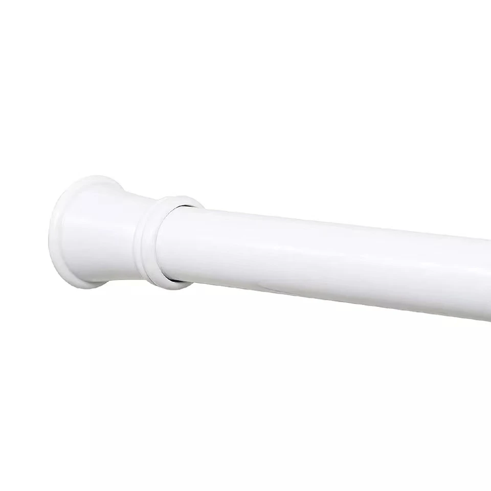 Easy Install Corner Extensible White Curved Adjustable Shower Curtain Pole Rod For Bathroom 45 72 Inch