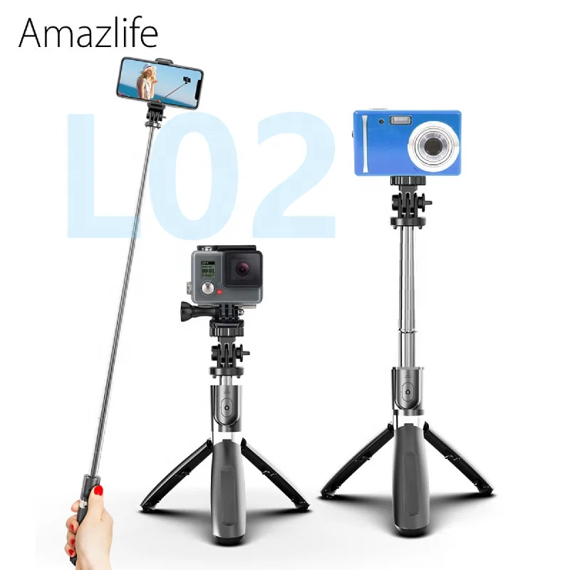 Amazlife LO2 Wireless Selfie Stick Tripod selfe stick with Remote Control for iPhone Samsung Smartphone