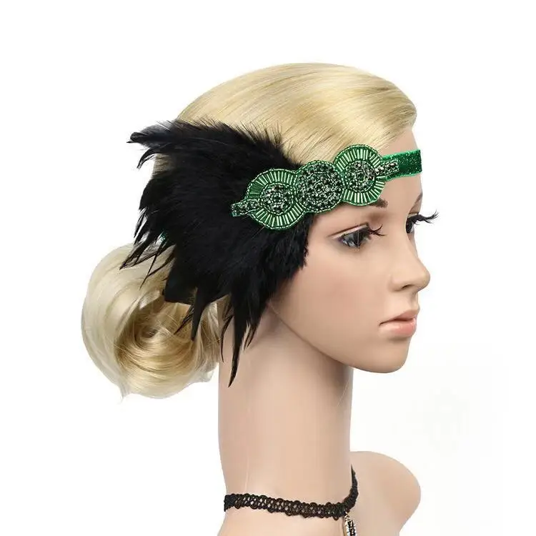 Hot Sale 1920S Vintage Headpiece Feather Flapper Headband Prom Headdress