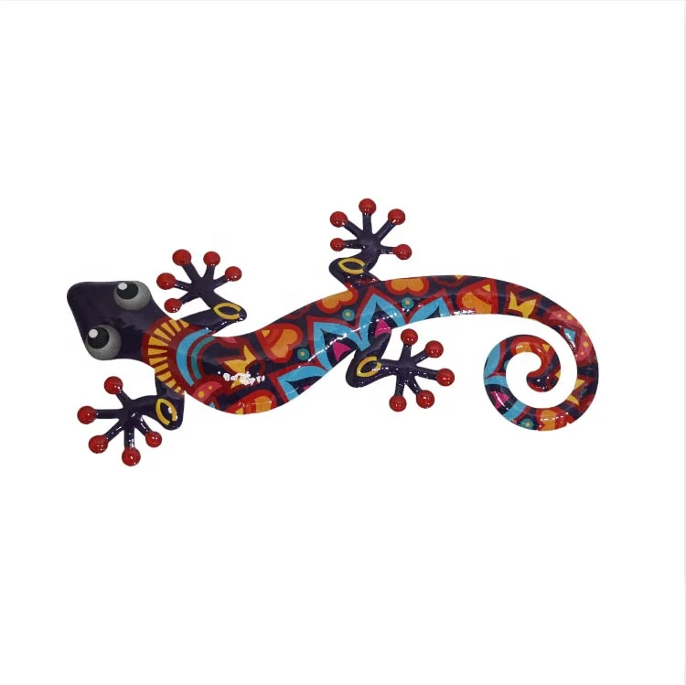 Iron Art Gecko Ornaments Metal Lizard Art Sculpture Wall Fence Hanging Decor