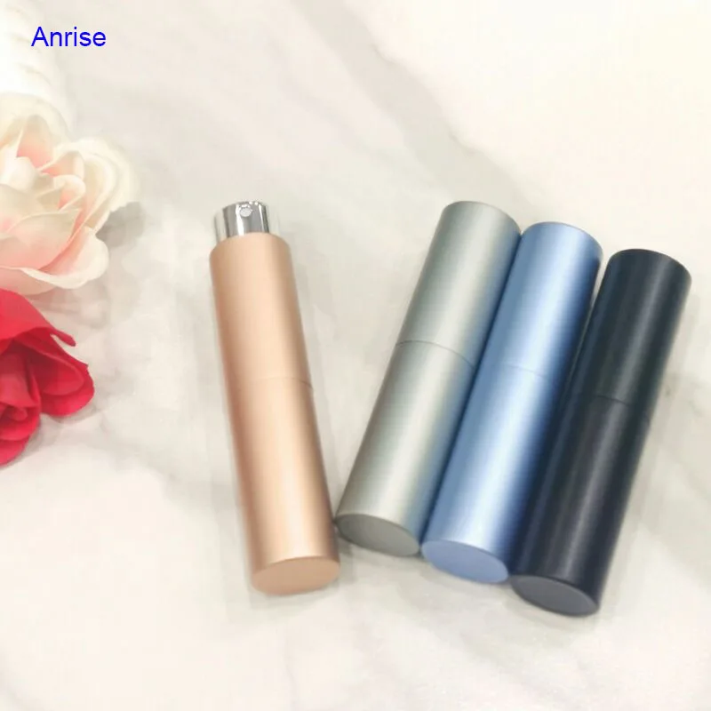 Ready To Ship 8ml Rotary Aluminum Metal Perfume Spray Atomizer Lipstick Tube Shape Filling Glass Perfume Bottle