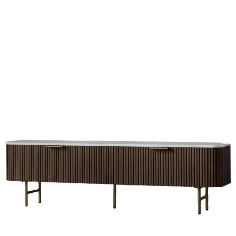 luxury modern living room furniture media console American style TV stand cabinet table marble top