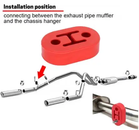 Universal Car Polyurethane Exhaust Tail Pipe Mount Bracket Hanger Insulator Muffler Grommet Bush Rod Support 11mm 2 Holes Repair