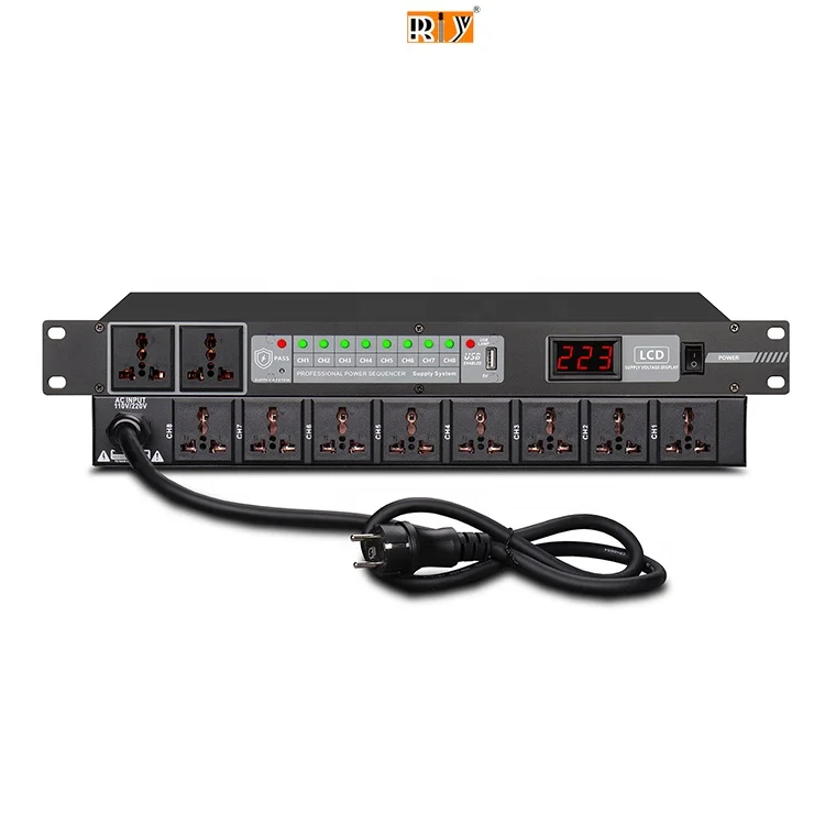VS108 Cheaper Price Power Sequence Professional 10 Channel Audio Sequencer Equipment Power Sequence Controller