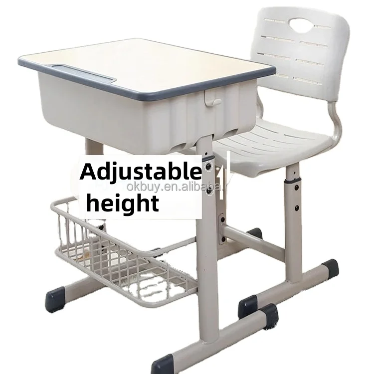 Factory Direct Supply Modern Cheap Plastic Plywood Metal Frame Ergonomic School Class Student Study Single Desk And Chair Set