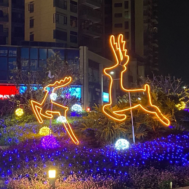 1M LED Christmas light Outdoor ip65 waterproof golden deer decorative light led atmosphere light square landscape lamp