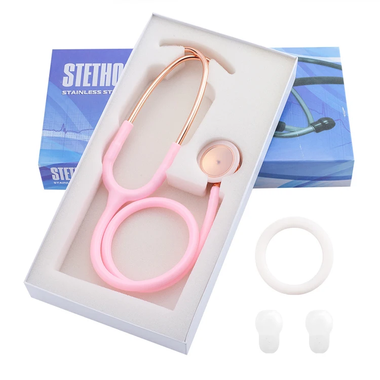 Multicolor rappaport stethoscope with box gold plated medical stethoscope printed box red stethoscope