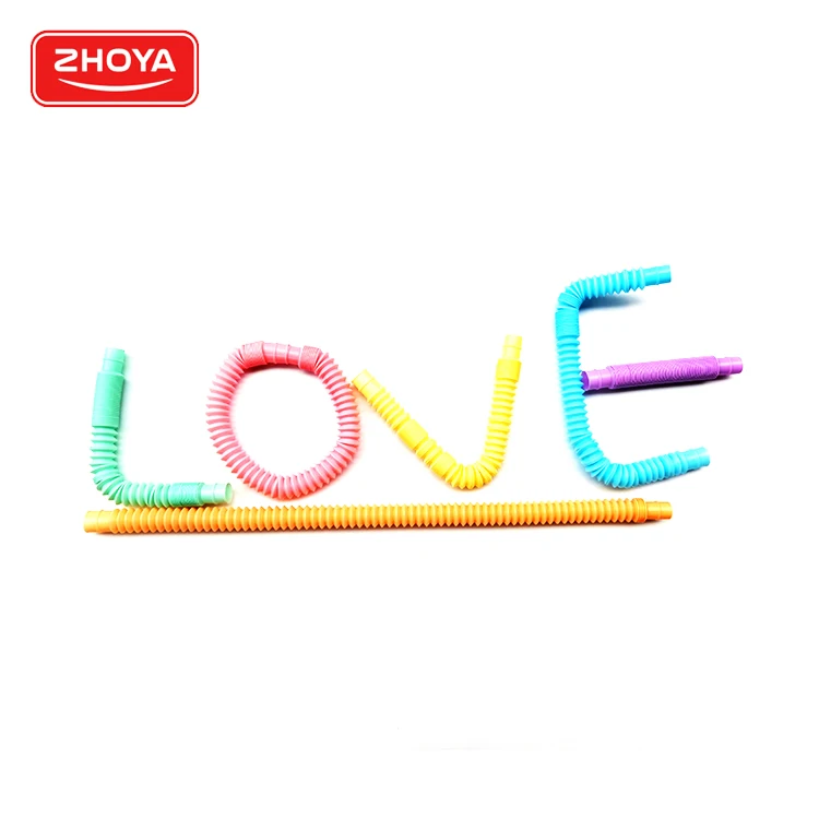 Amazon Hot Sale Funny Colorful Plastic Pop Fidget Tube Toys Sensory Pipe Pop Tubes Fidget Tube Telescopic Toys