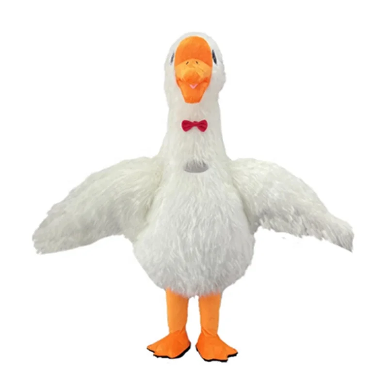 Inflatable White Swan Mascot Costume Adult Furry Goose Suit for Entertainment Stage Wear Full Body Animal Cosplay Dress