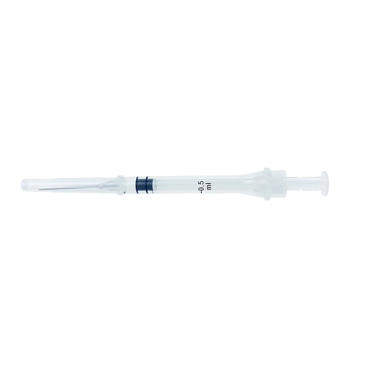 Disposable sterile 0.5ml 1ml auto disable syringe safety ad syringe with fixed needle